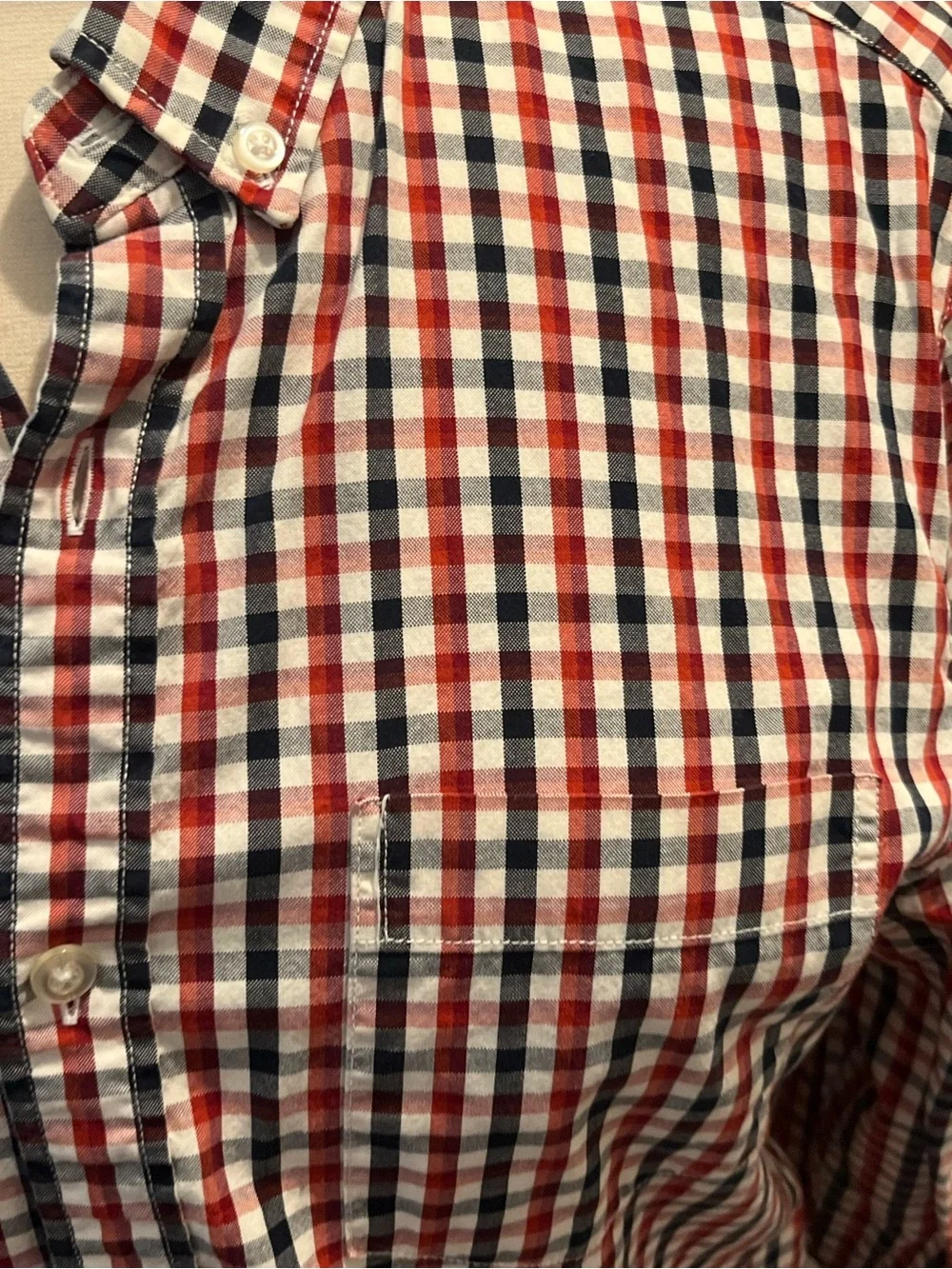 Banana Republic Men's Grant Fit Dress Shirt Plaid Check Size M Red Black Cotton